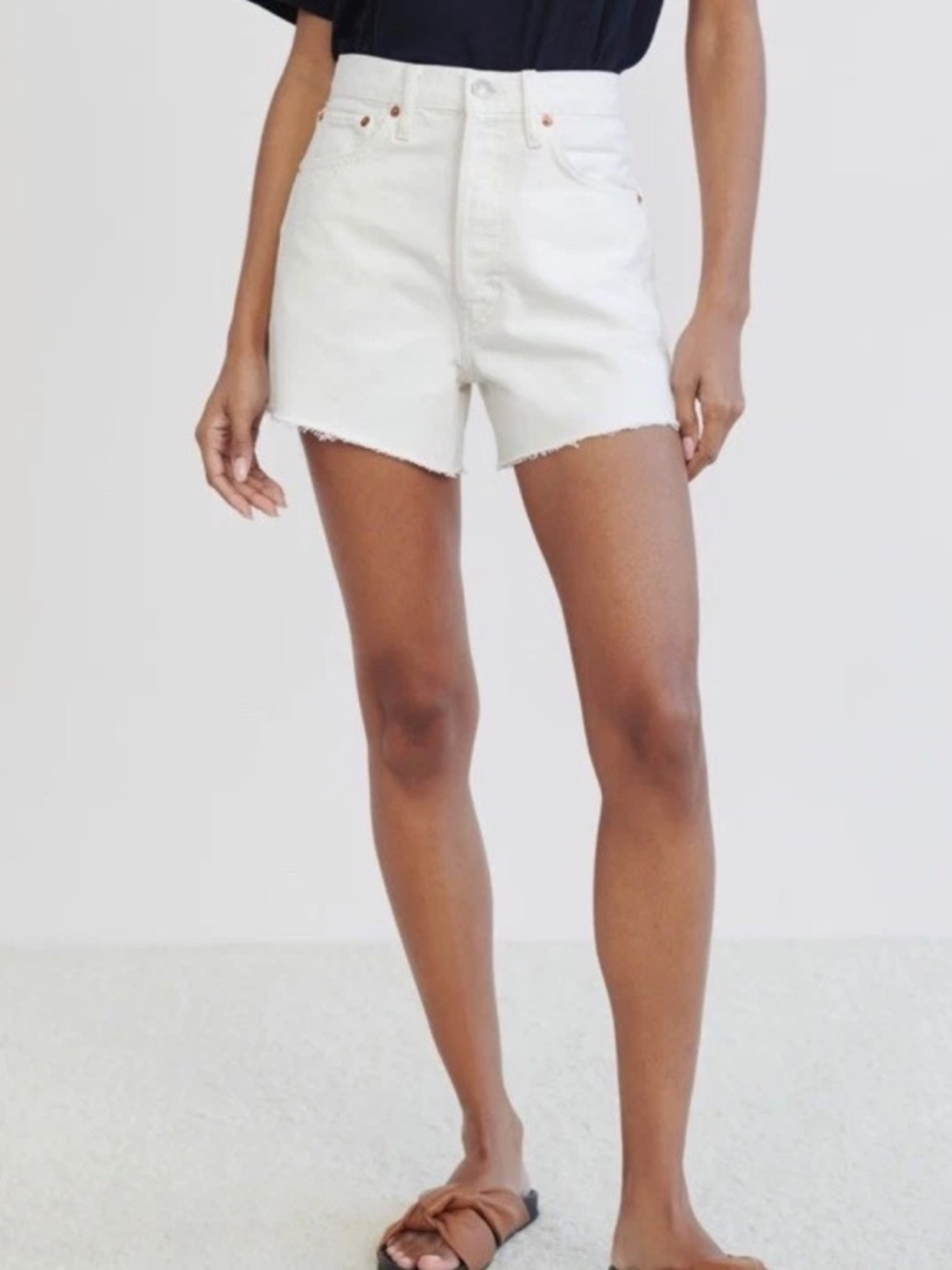 Re/Done White 50s Cutoff Shorts